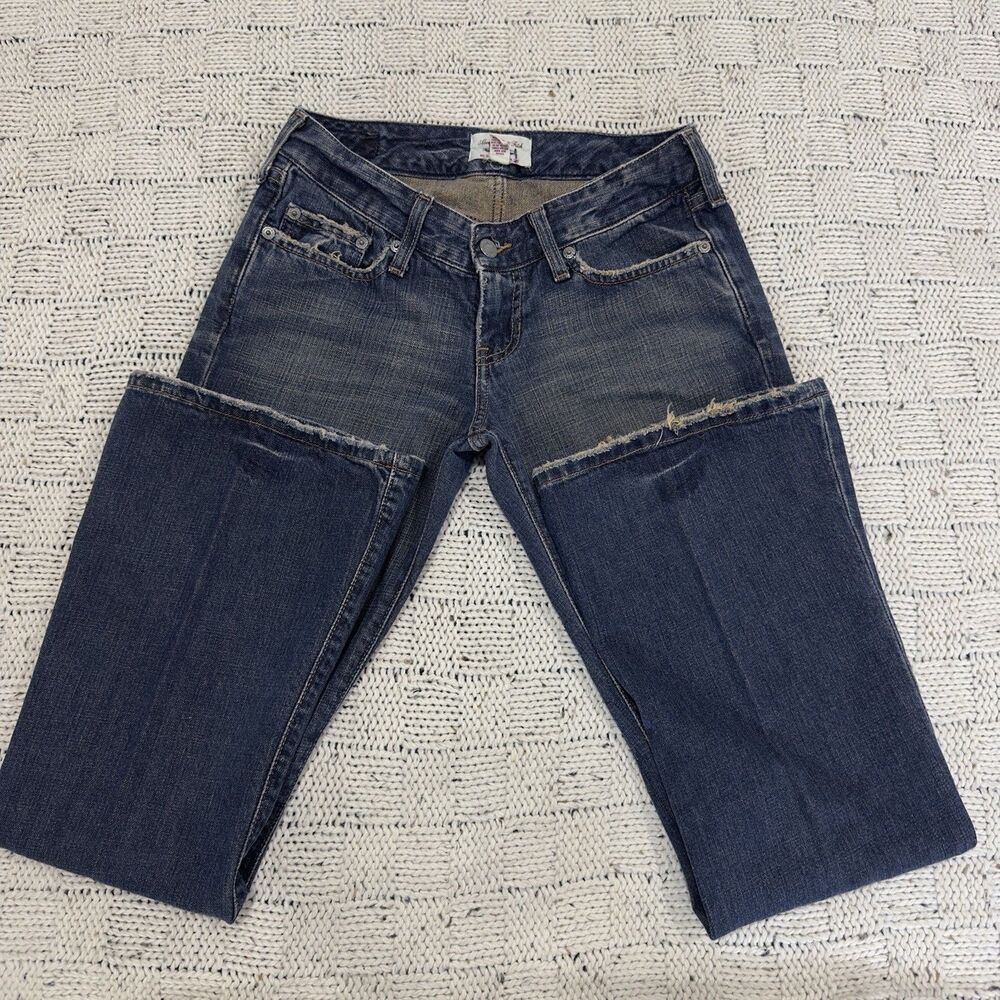 VTG Y2K Abercrombie & Fitch Womens 0S Low Rise Bootcut Jeans Distressed Cotton - Picture 6 of 12